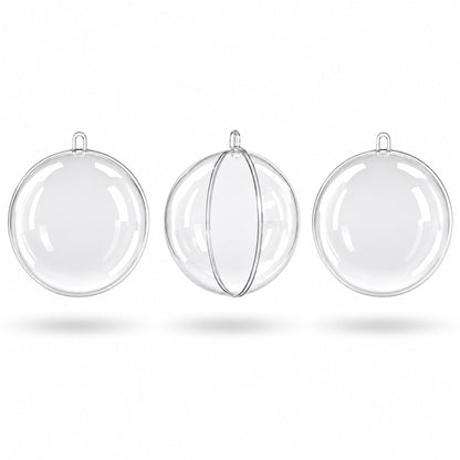2.36-Inch Clear Plastic Fillable Christmas Ball Ornaments for DIY Crafts: Set of 3