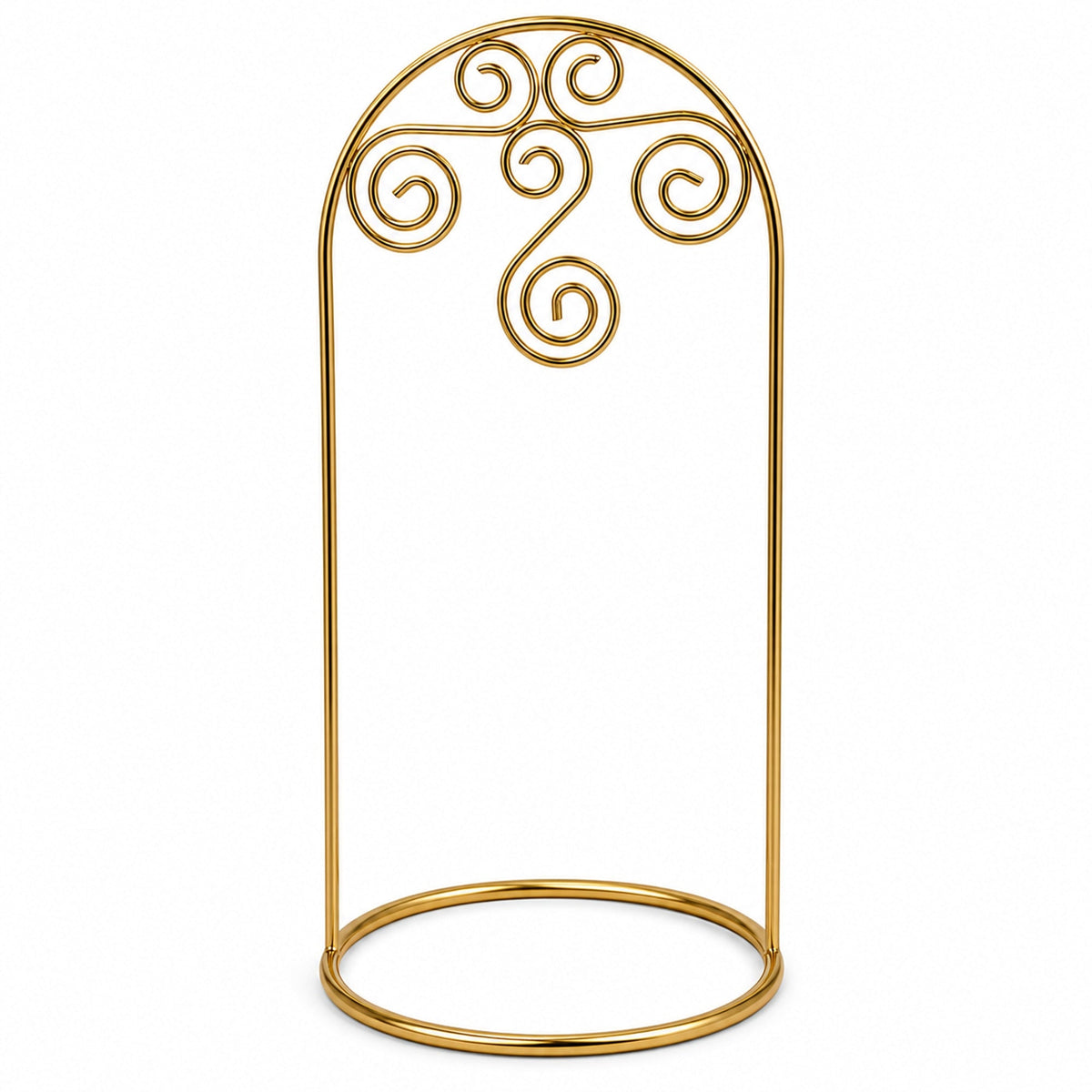 Gold Tone Metal Swirl Arch Ornament Stand Display 7.75 Inches