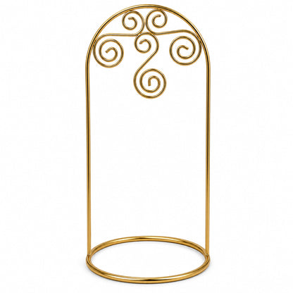 Gold Tone Metal Swirl Arch Ornament Stand Display 7.75 Inches