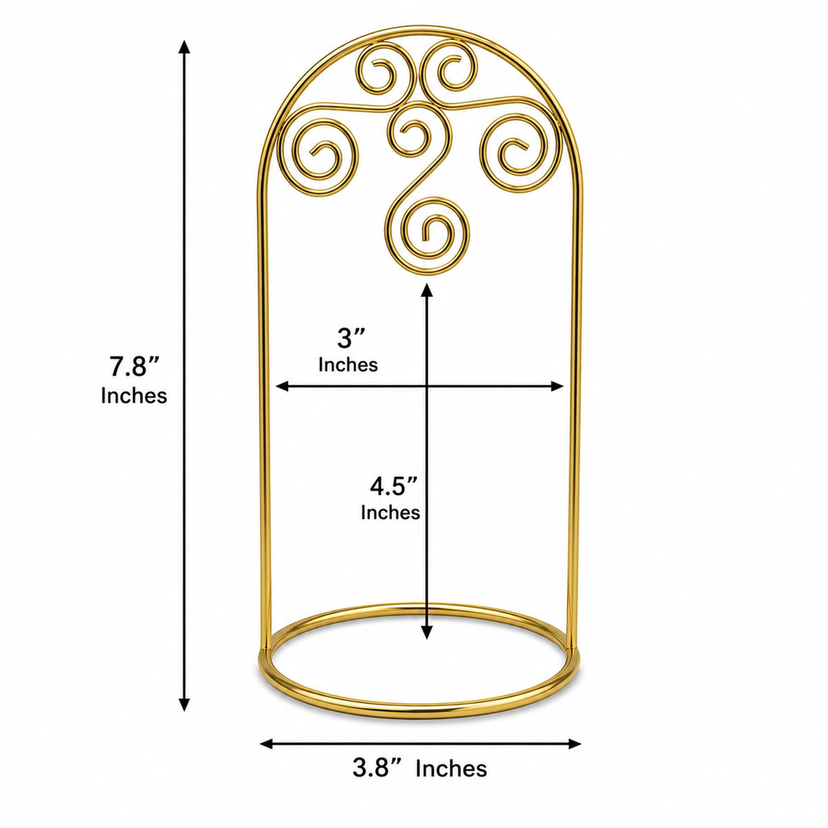 Gold Tone Metal Swirl Arch Ornament Stand Display 7.75 Inches