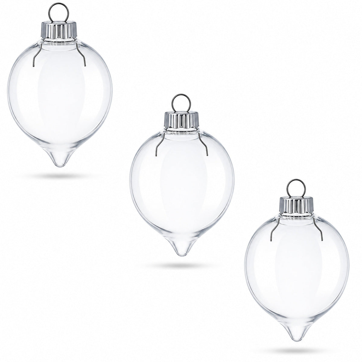 Set of 3 Clear Plastic Water Drop Christmas Ornaments 3.94 Inches