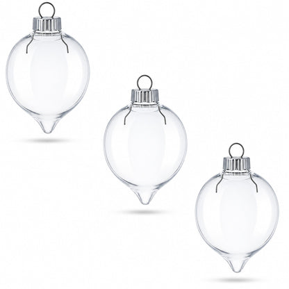 Set of 3 Clear Plastic Water Drop Christmas Ornaments 3.94 Inches