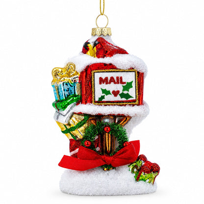 Santa Mailbox Glass Christmas Ornament