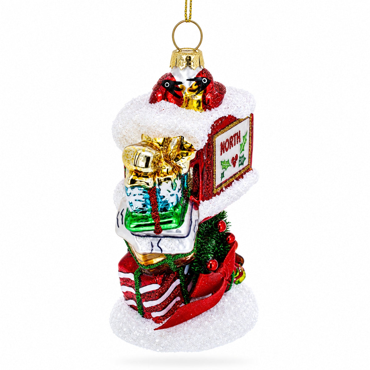 Santa Mailbox Glass Christmas Ornament