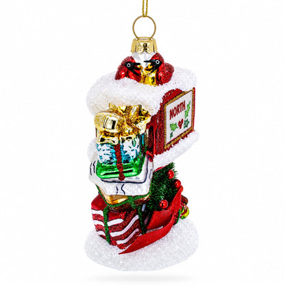 Santa Mailbox Glass Christmas Ornament