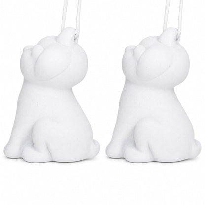 Set of 2 Blank Unfinished White Plaster Dog Christmas Ornaments DIY Craft 3.25 Inches