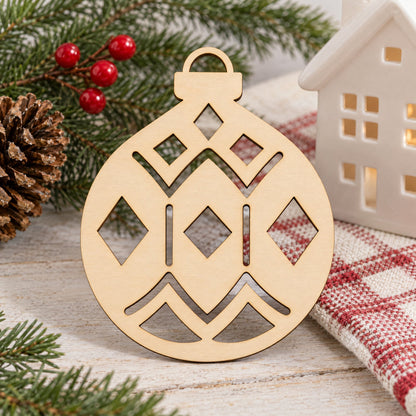 Unfinished Wooden Geometric Christmas Ornament Shape Cutout DIY Craft 4.7 Inches
