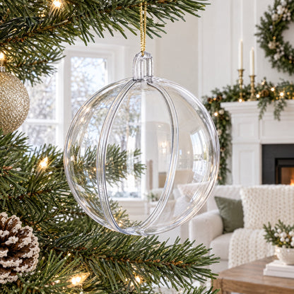 2.7-Inch Clear Plastic Fillable Christmas Ball Ornament for DIY Crafting