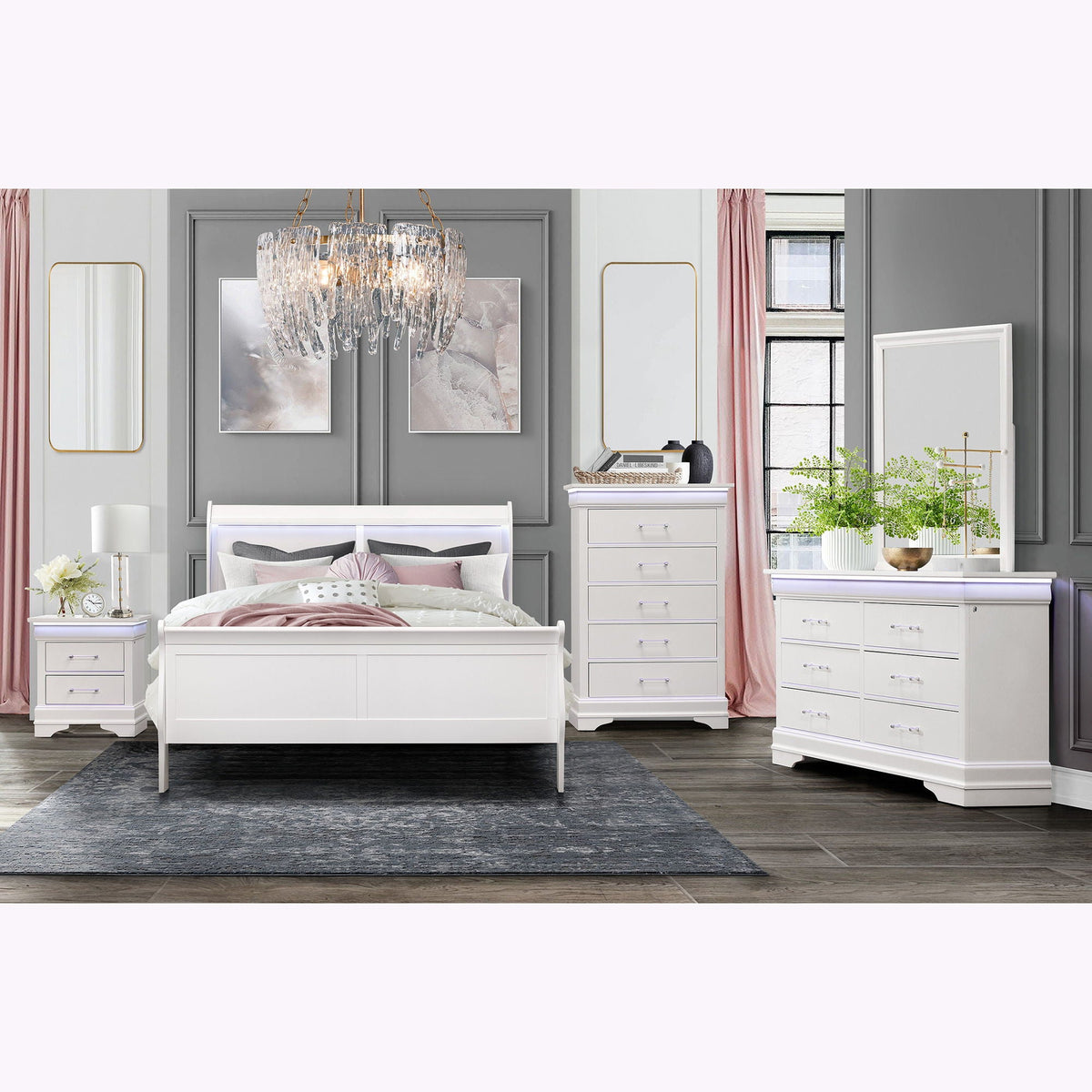 Charlston - 5 Piece Bedroom Set With LED Headboard