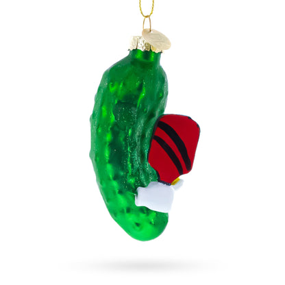 Whimsical Pickleball Pickle Glass Christmas Ornament