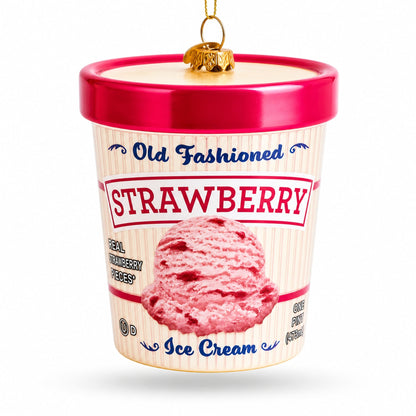 Strawberry Ice Cream Pint Glass Christmas Ornament