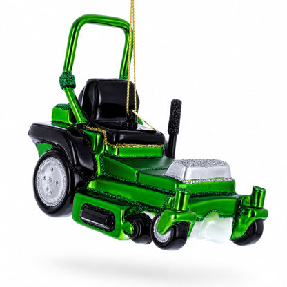 Riding Lawn Mower Glass Christmas Ornament