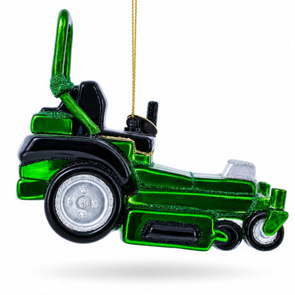Riding Lawn Mower Glass Christmas Ornament