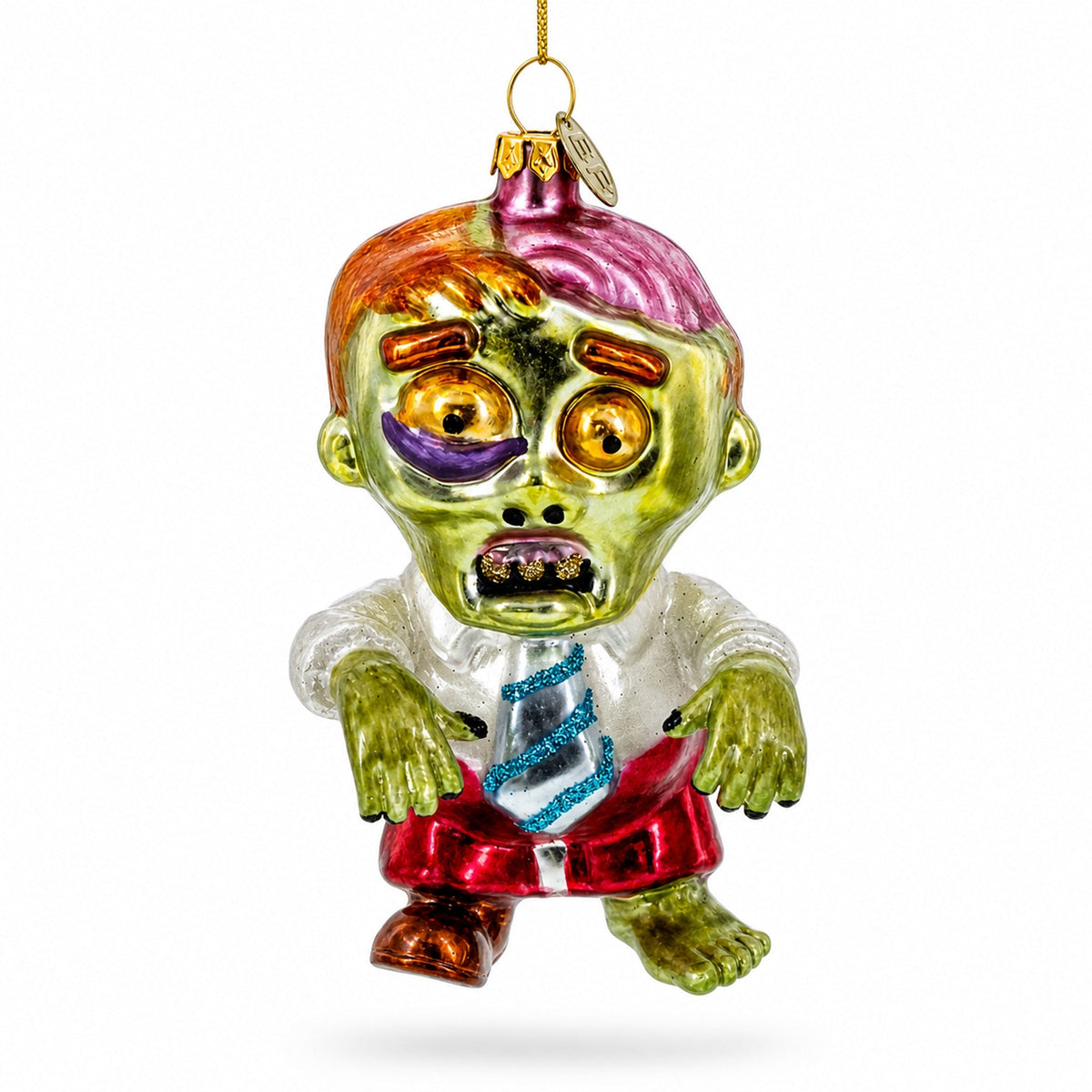 Walking Zombie Glass Christmas Ornament