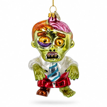 Walking Zombie Glass Christmas Ornament