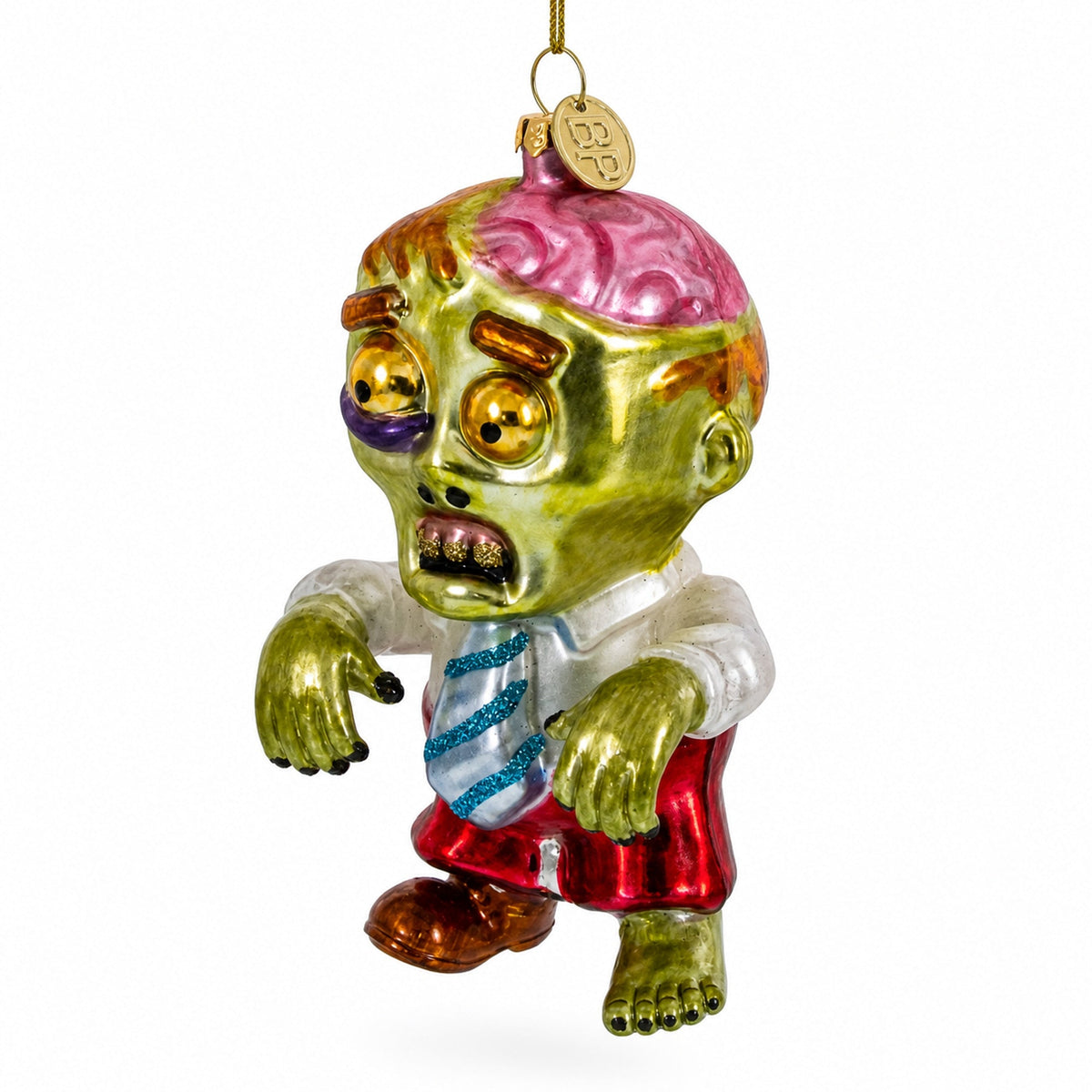 Walking Zombie Glass Christmas Ornament
