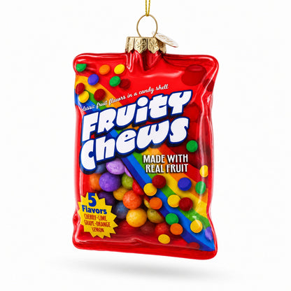 Fruity Chews Bag with Multicolor Candy Glass Christmas Ornament