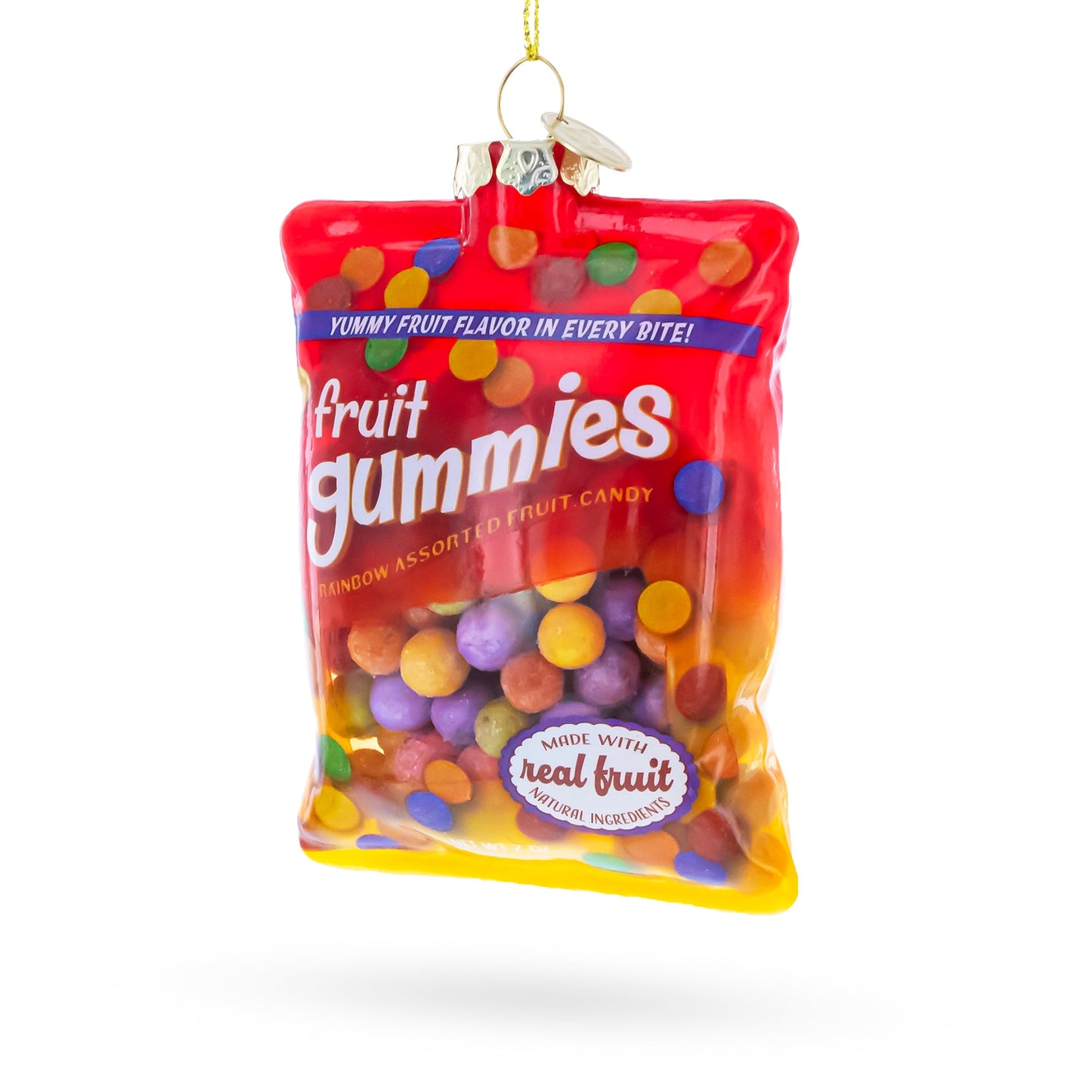 Fruit Gummies Bag with Multicolo Candy Glass Christmas Ornament