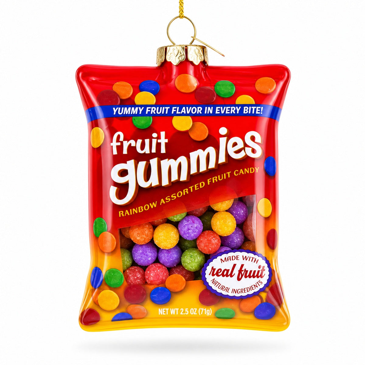 Fruit Gummies Bag with Multicolor Candy Glass Christmas Ornament