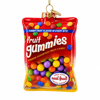 Fruit Gummies Bag with Multicolor Candy Glass Christmas Ornament