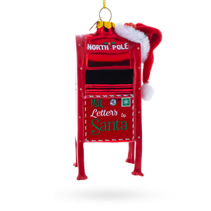 North Pole Letters to Santa Mailbox Glass Christmas Ornament