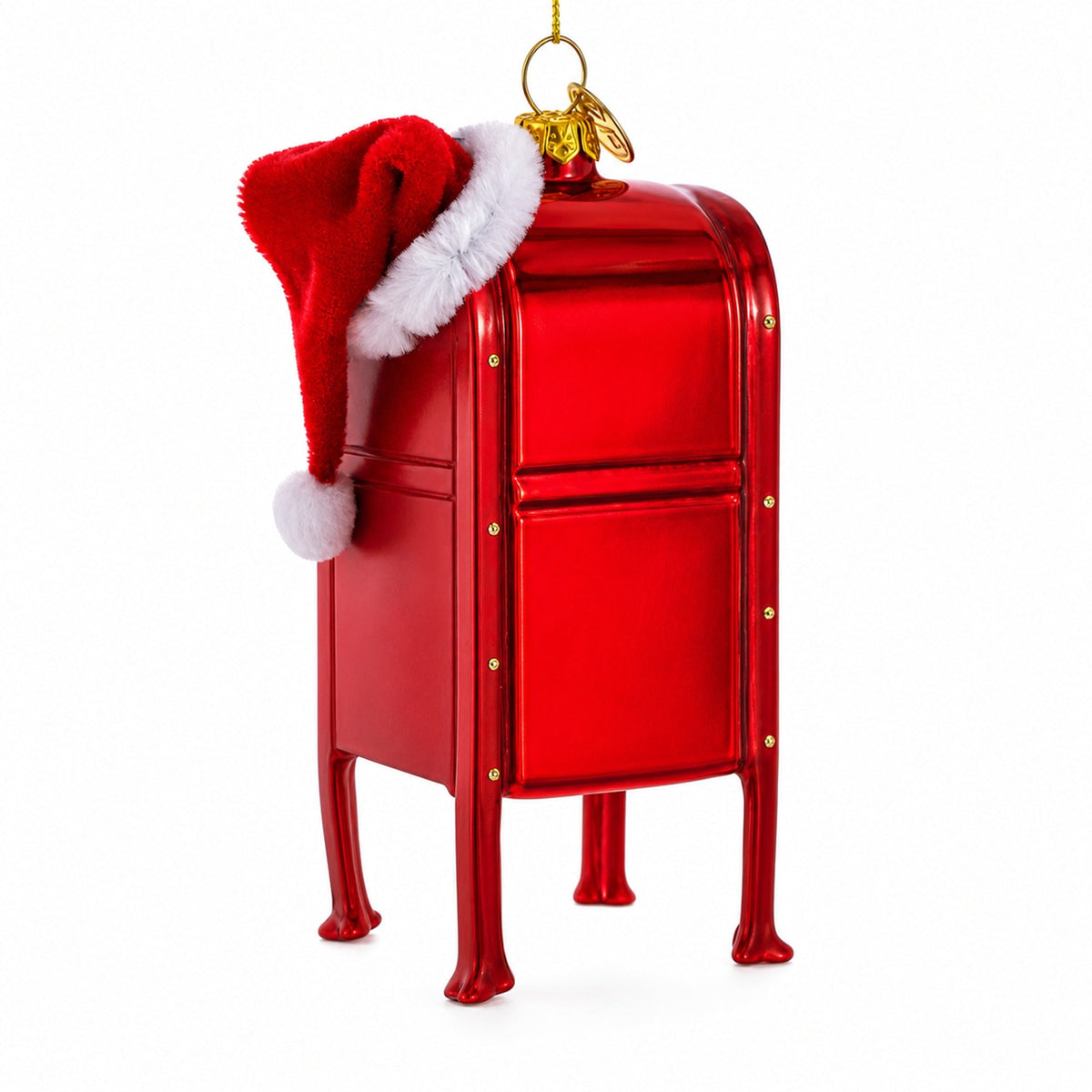 North Pole Letters to Santa Mailbox Glass Christmas Ornament