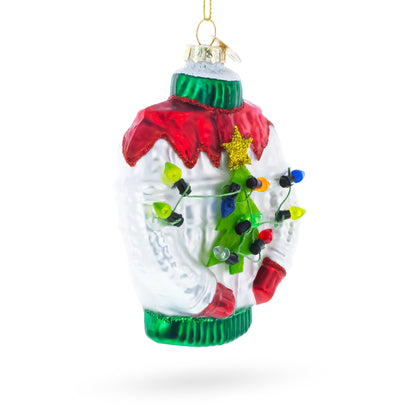 Ugly Christmas Sweater with Multicolor Light Glass Christmas Ornament