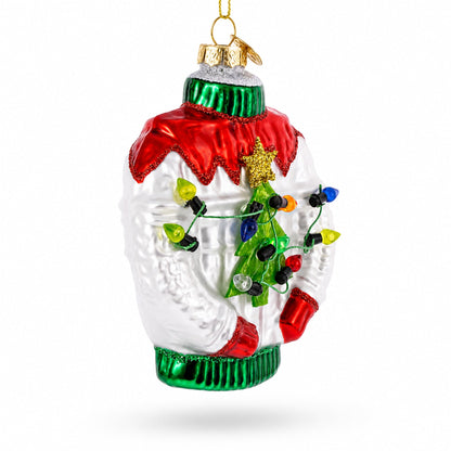 Ugly Christmas Sweater with Multicolor Light Glass Christmas Ornament