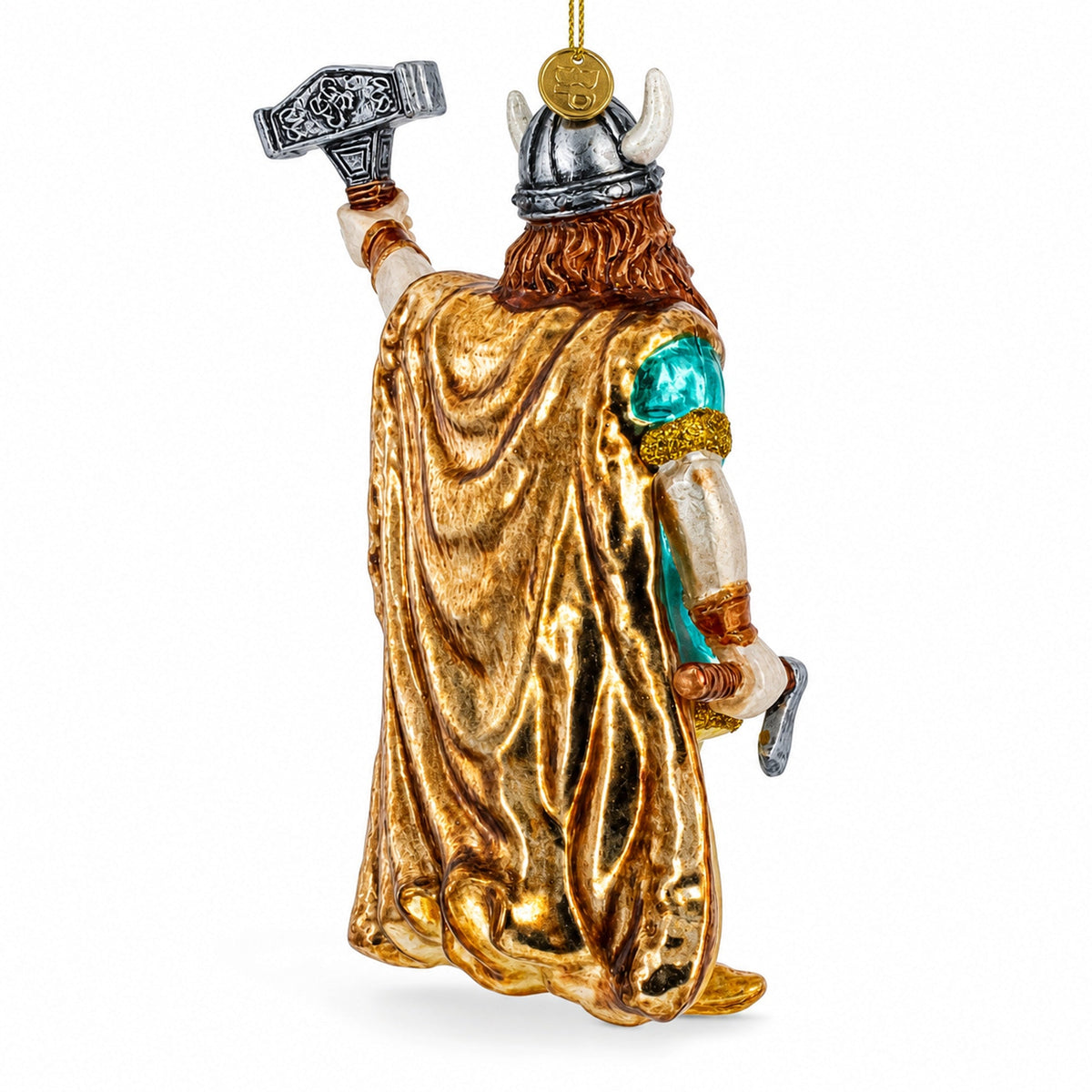 Viking Warrior with Horned Helmet Glass Christmas Ornament