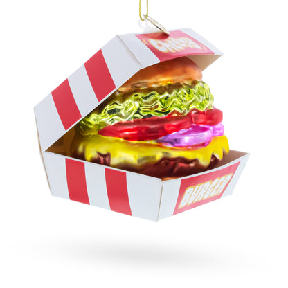 Juicy Cheeseburger with Lettuce and Tomato Glass Christmas Ornament