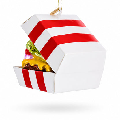Juicy Cheeseburger with Lettuce and Tomato Glass Christmas Ornament