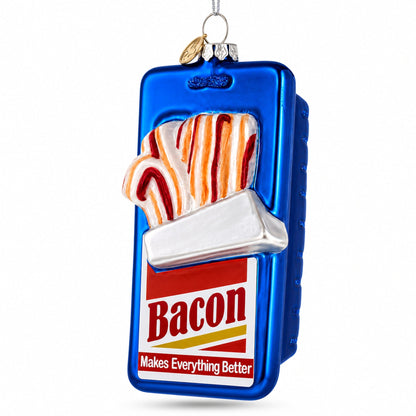 Bacon Pack Glass Christmas Ornament