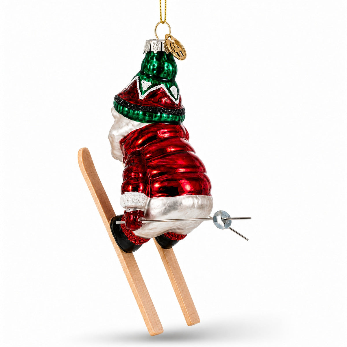 Raccoon Skier with Goggles Glass Christmas Ornament