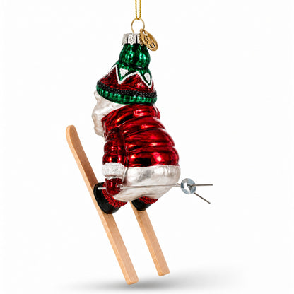 Raccoon Skier with Goggles Glass Christmas Ornament