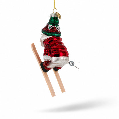 Raccoon Skier with Goggles Glass Christmas Ornament