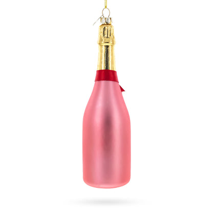 Rose Sparling Wine Bottle Glass Christmas Ornament