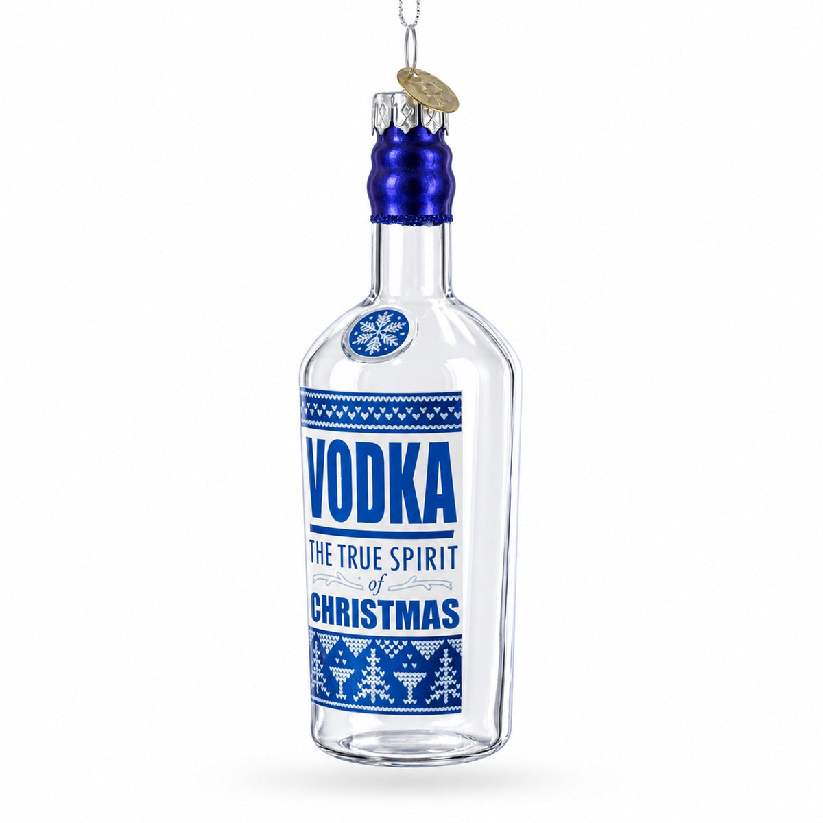 Spirit of Christmas Vodka Bottle Glass Christmas Ornament