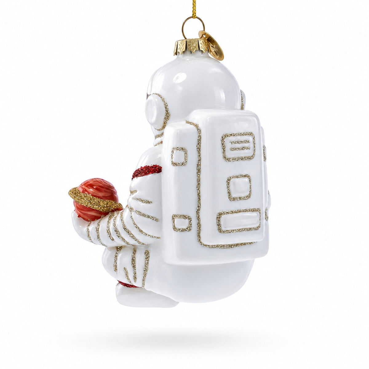 Santa Astronaut Glass Christmas Ornament