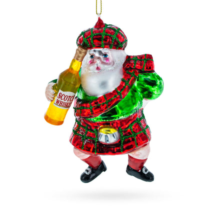 Scottish Kilt Santa with Whiskey Glass Christmas Ornament