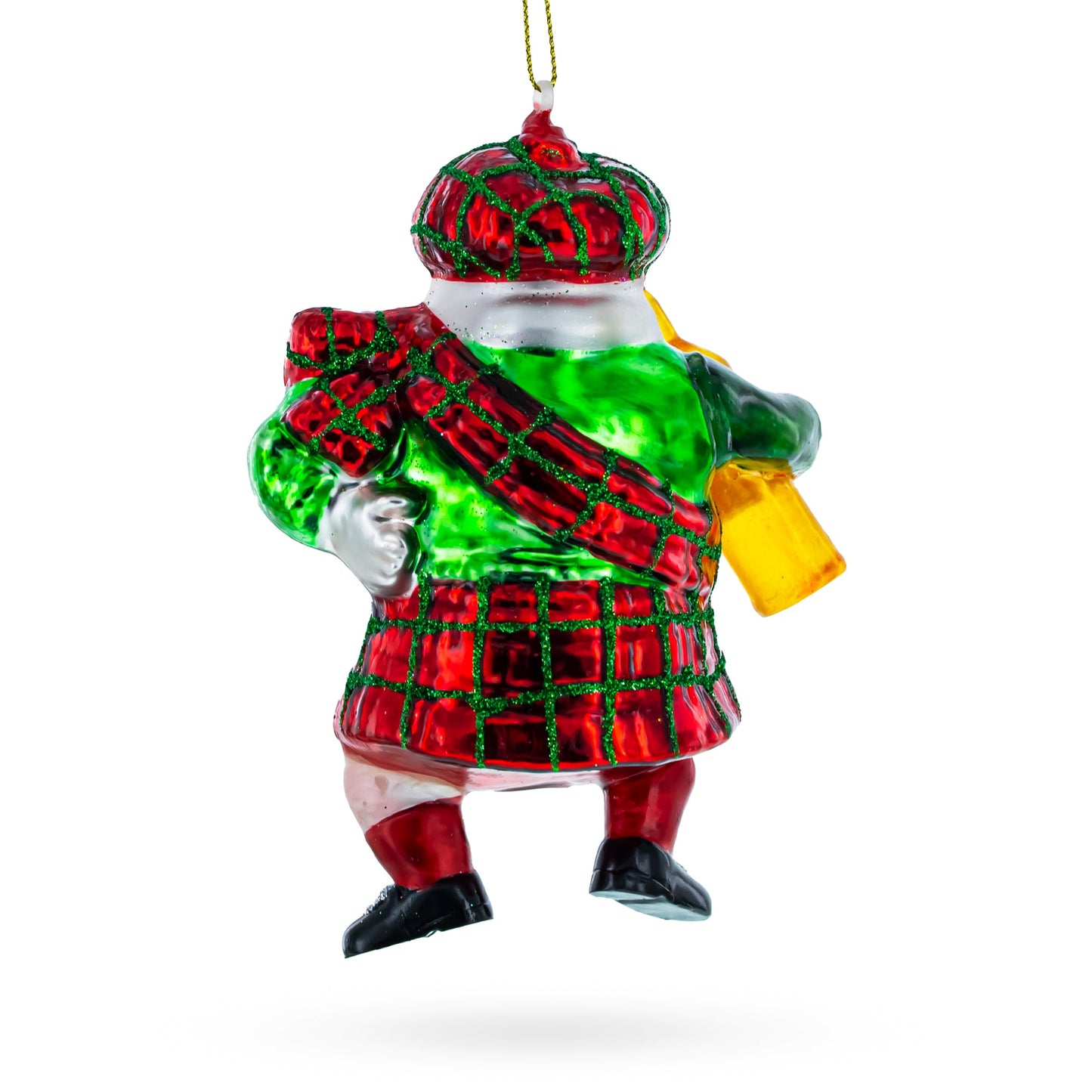 Scottish Kilt Santa with Whiskey Glass Christmas Ornament