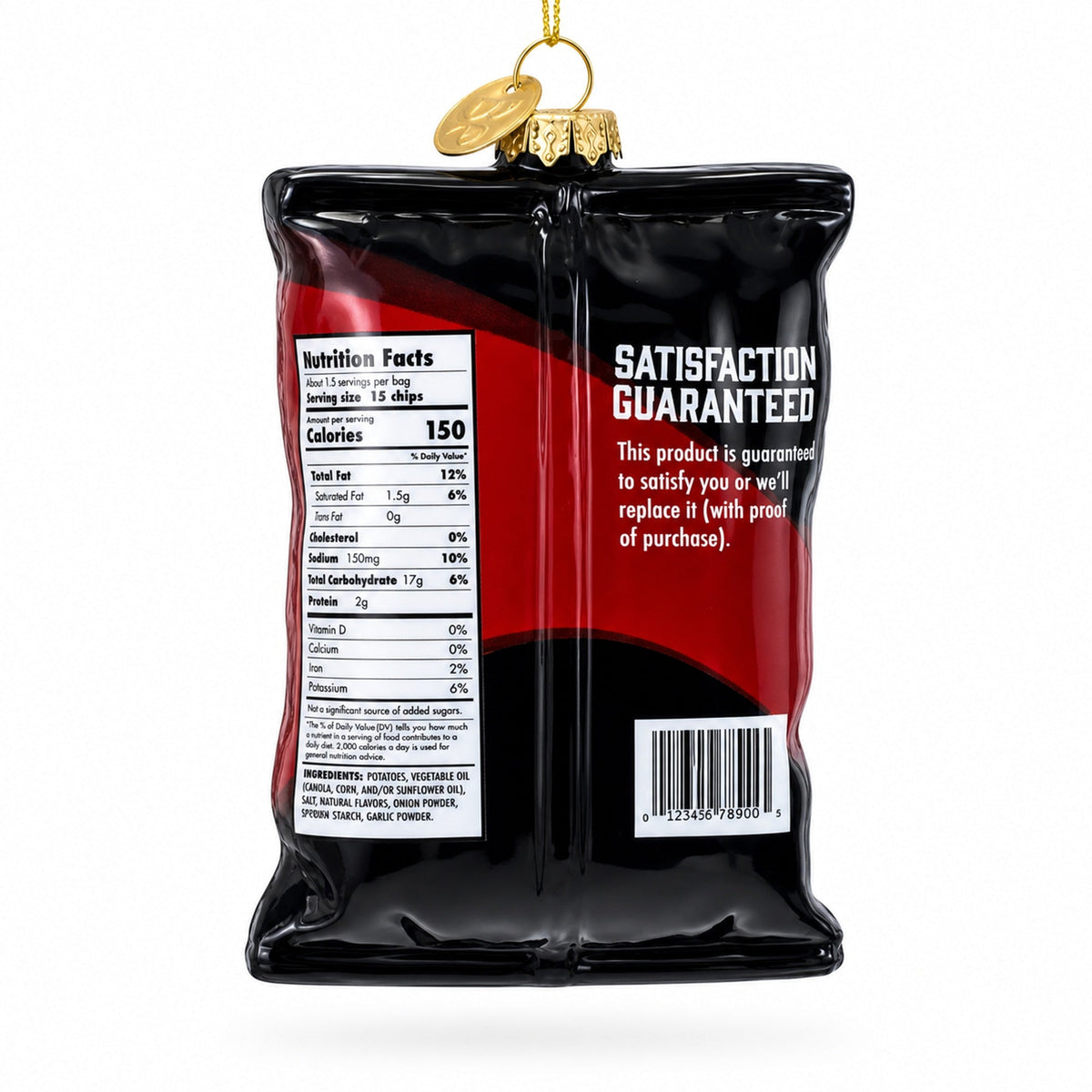 BBQ Potato Chips Bag Glass Christmas Ornament