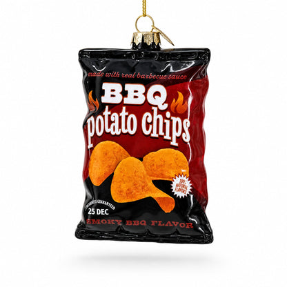 BBQ Potato Chips Bag Glass Christmas Ornament