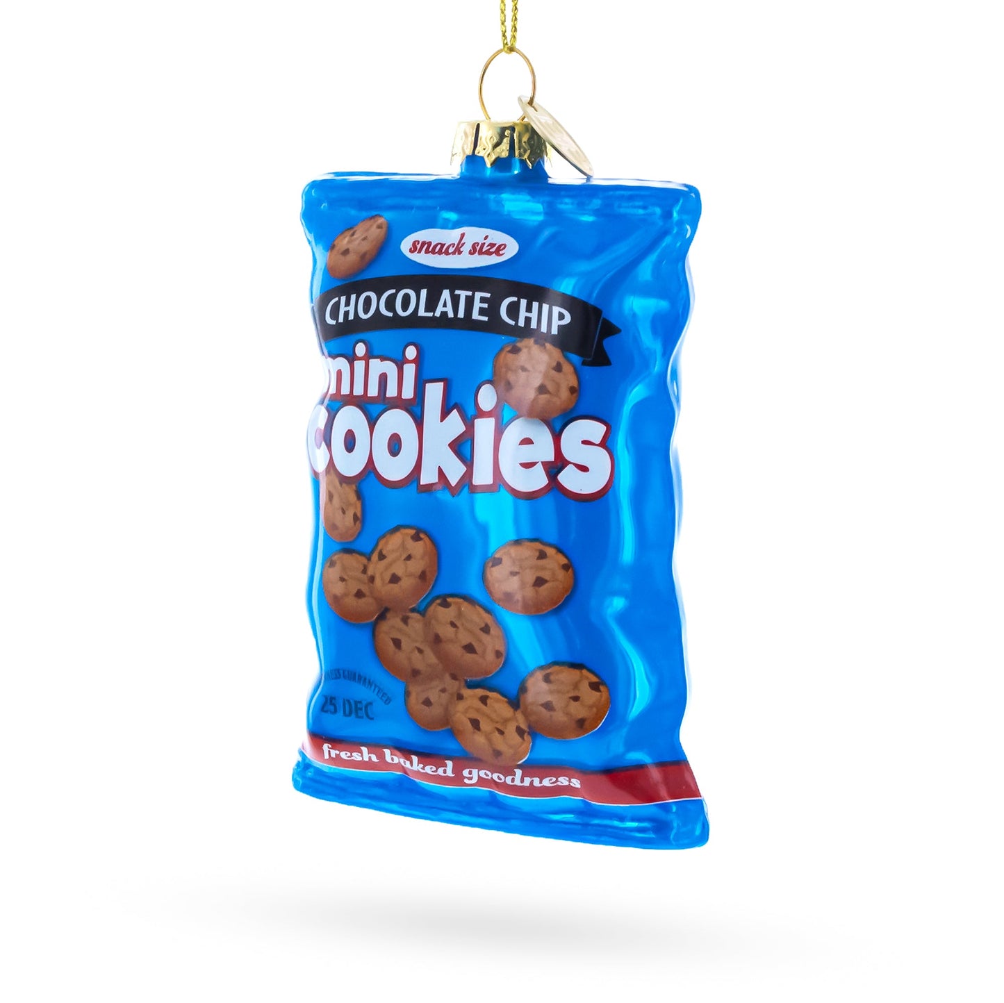 Chocolate Chip Cookies Bag Glass Christmas Ornament