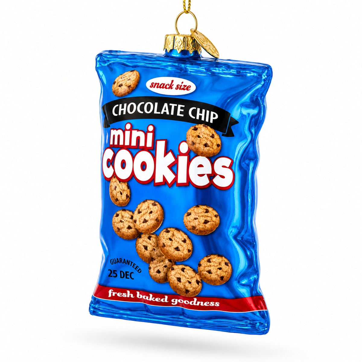 Chocolate Chip Cookies Bag Glass Christmas Ornament