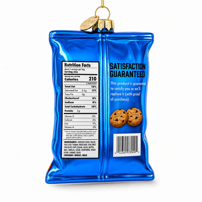 Chocolate Chip Cookies Bag Glass Christmas Ornament