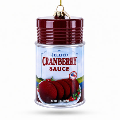 Jellied Cranberry Sauce Can Glass Christmas Ornament
