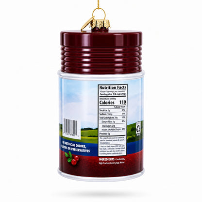 Jellied Cranberry Sauce Can Glass Christmas Ornament