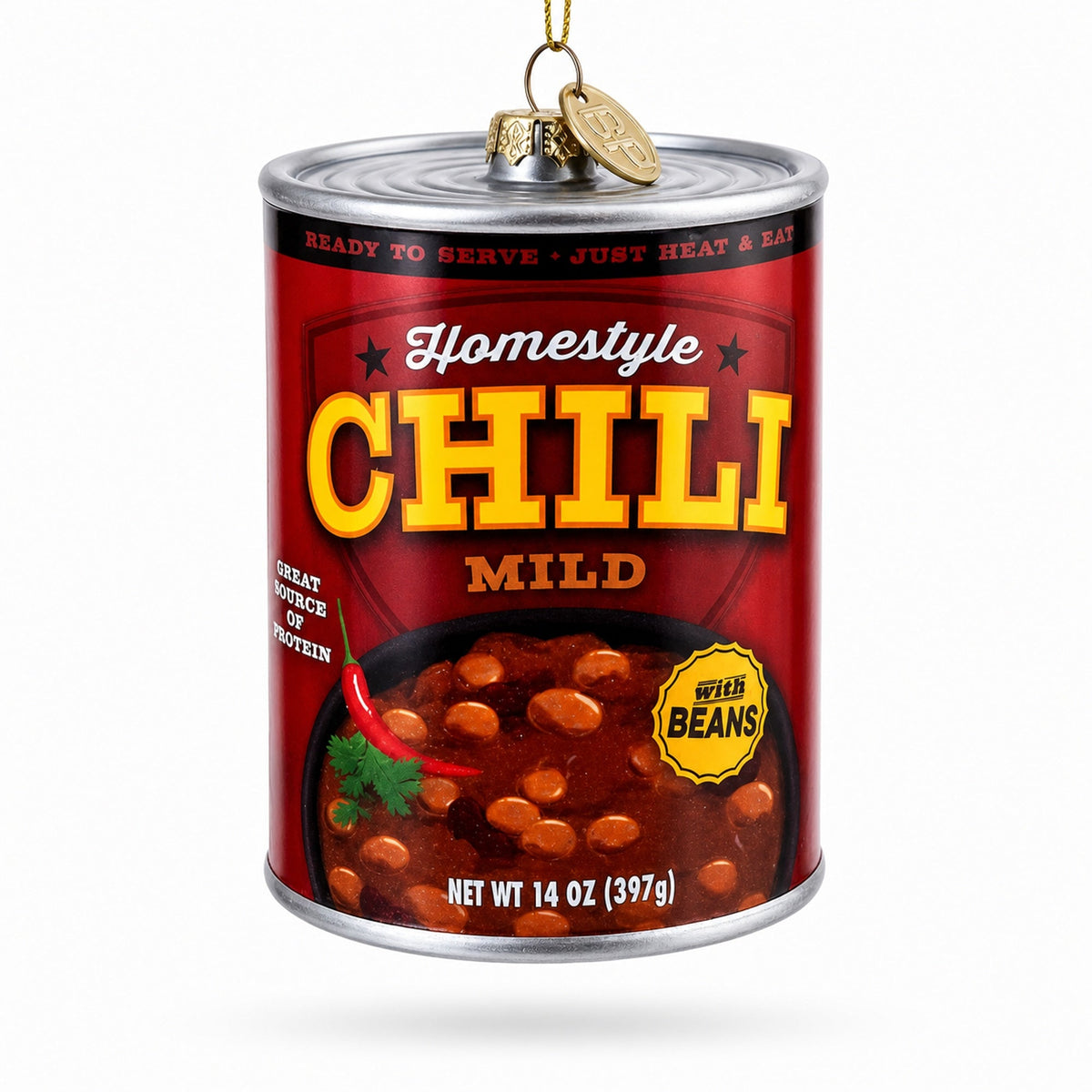 Chili Soup Can Glass Christmas Ornament