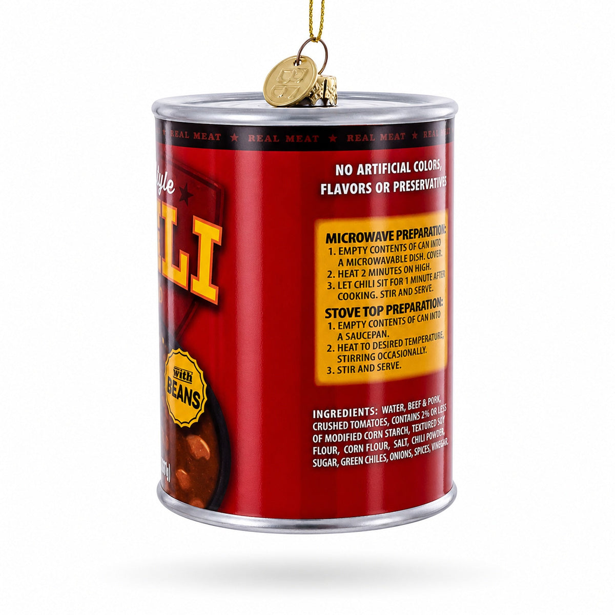 Chili Soup Can Glass Christmas Ornament