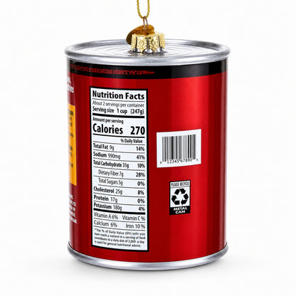 Chili Soup Can Glass Christmas Ornament